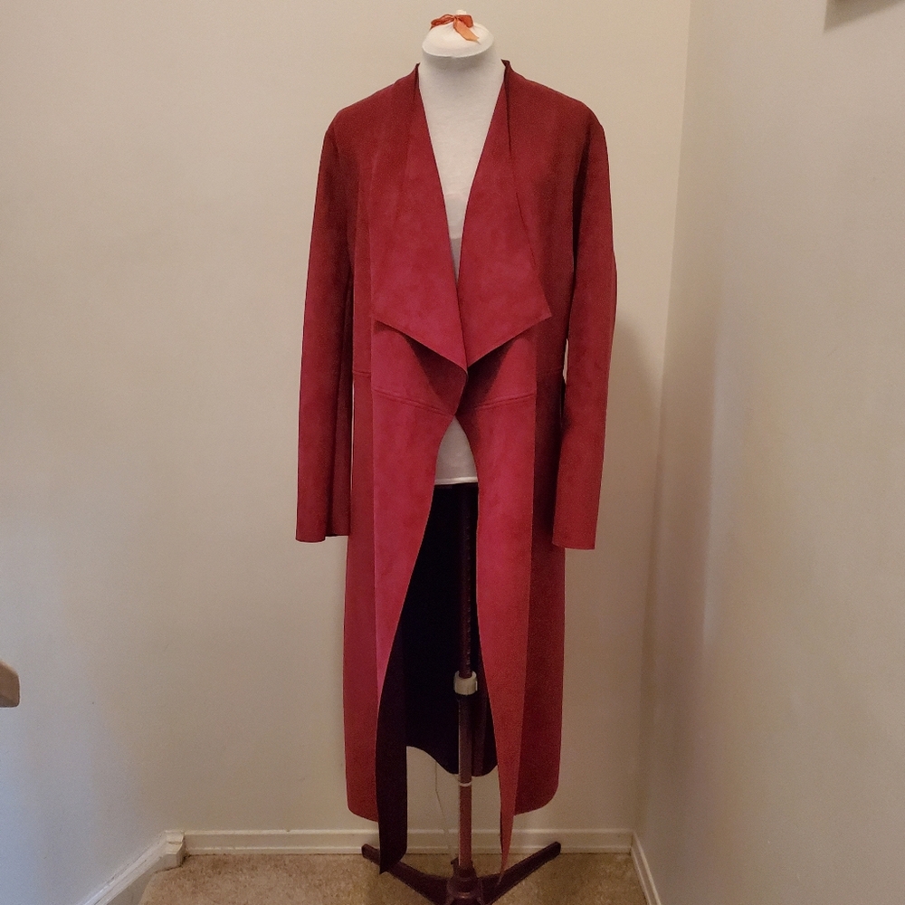JustFab Ultrasuede (Faux Suede) Fall Coat in Burgundy Size XL, EUC
